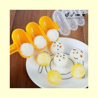 Khuôn làm cơm lắc cơm viên 3 ngăn tao vien tron rong bien cho bé ăn dặm