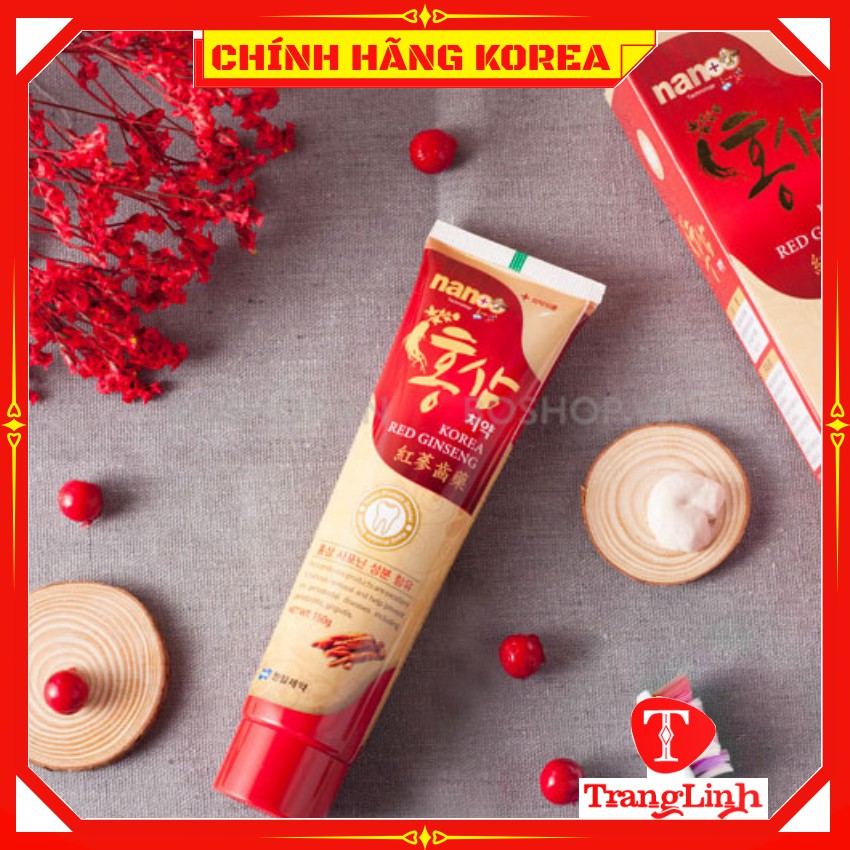 Kem đánh răng hồng sâm Nano hàn quốc, tuýp 150gr - Giúp trắng răng, thơm miệng - tranglinhkorea