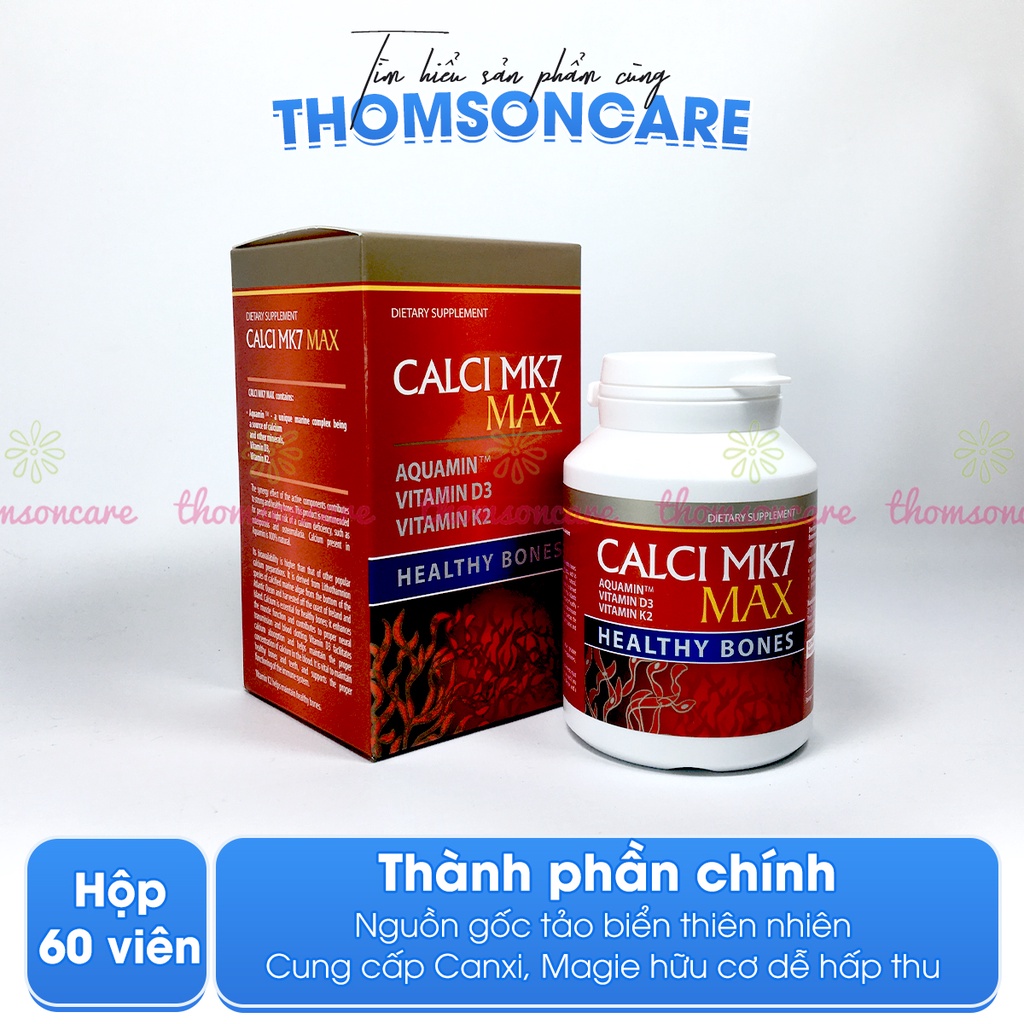 Canxi hữu cơ tăng chiều cao từ tảo biển đỏ Calci Mk7 từ Châu Âu, có thêm D3 và K2 giảm loãng xương cho mẹ bầu