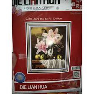 Tranh thêu kín BÌNH HOA LY A1176