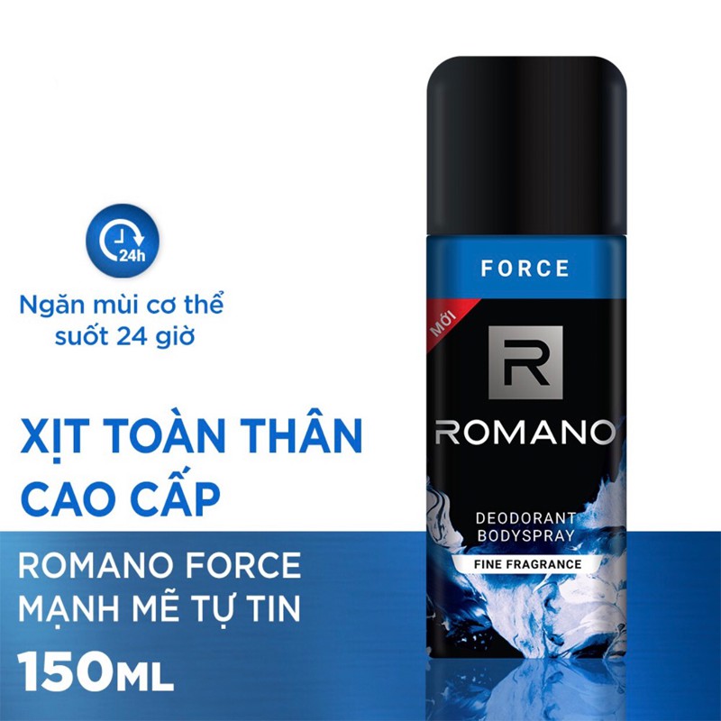 Combo xịt khử mùi toàn thân cho Nam Romano Force 150ml+Nước hoa bỏ túi Force 18ml | BigBuy360 - bigbuy360.vn