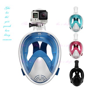 Mặt nạ lặn biển full face liền ống thở có ngàm gắn camera hành trình - thuongphi17