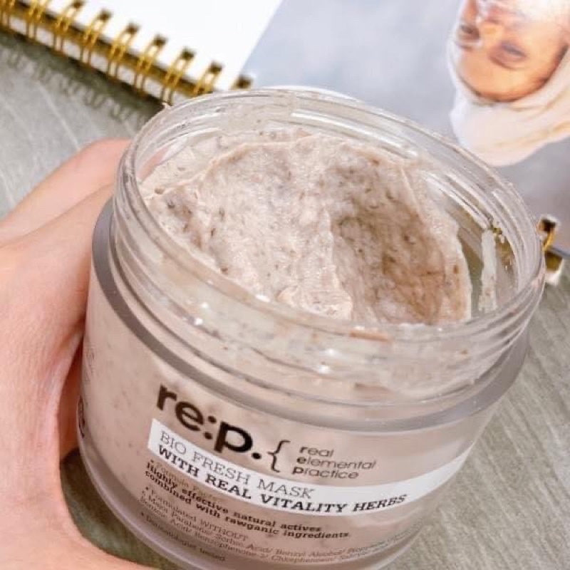 Mặt nạ đất sét Re:p Bio fresh mask with real calming herbs  vitality  nutrion herbs