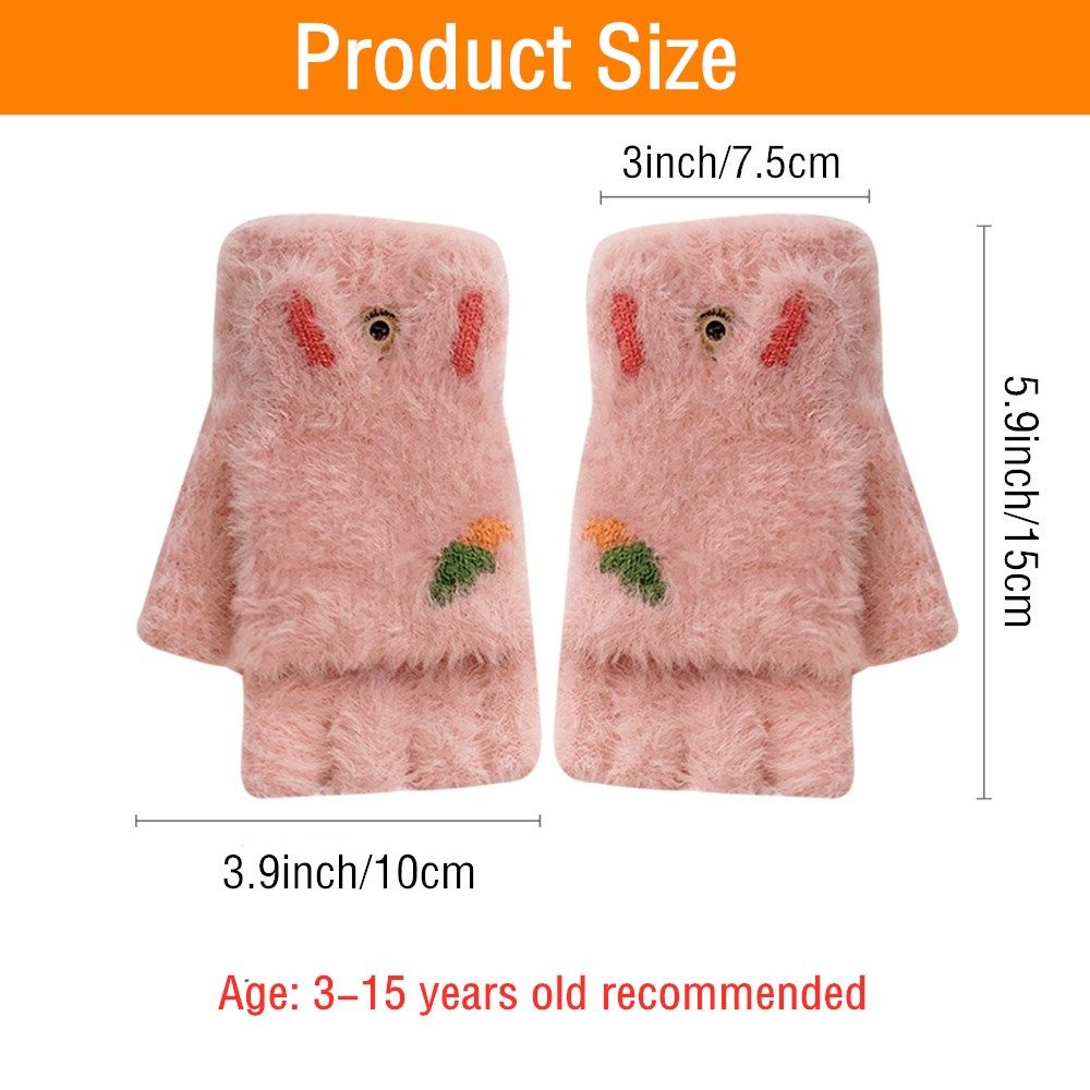 Găng tay hở ngón lông xù mềm mại ấm áp nhiều màu sắc cho bé