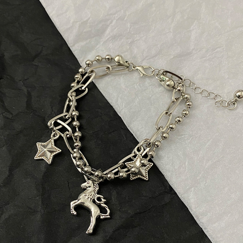 Vòng Tay Hai Lớp Mặt Hình Kỳ Lân Thời Trang Dành Cho Nam Và Nữ 22623