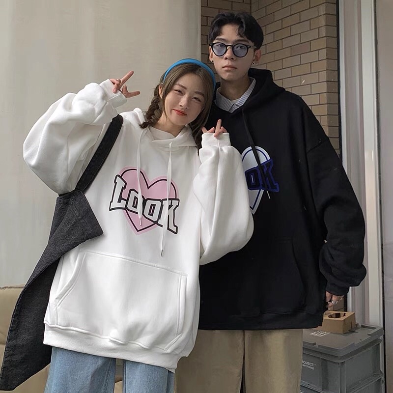 [ Rẻ vô địch ] Áo hoodie nỉ form rộng mũ hai lớp - Look