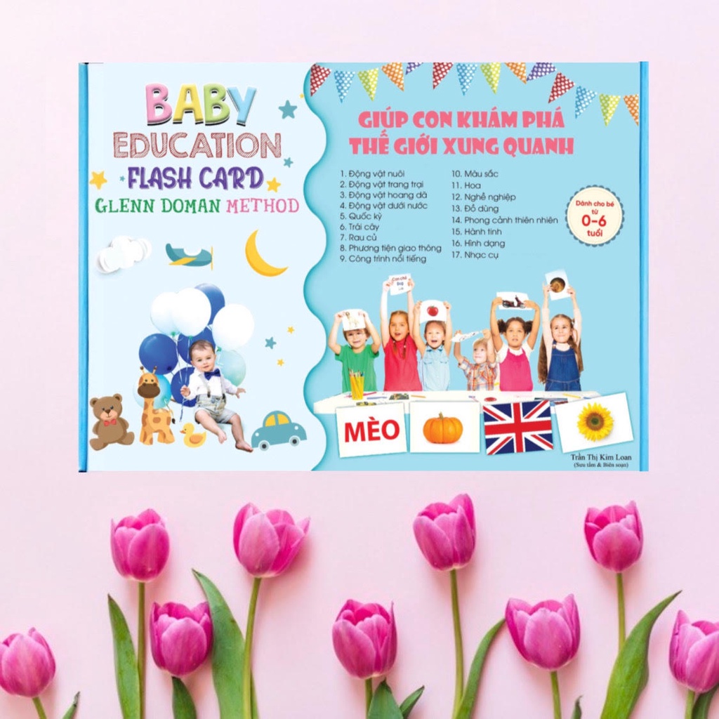 Combo FLASHCARD GLENN DOMAN 261 Thẻ Cơ Bản, BABY GLENN DOMAN gồm Thẻ Số, Thẻ Chữ, Thẻ Thế Giới Xung Quanh