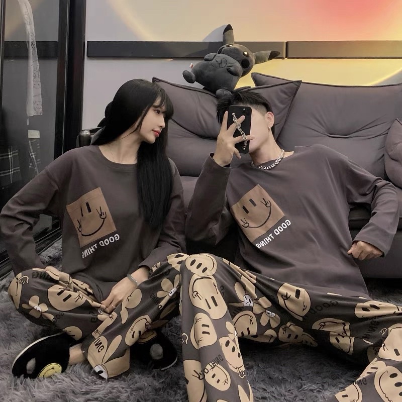 ĐỒ NGỦ CẶP NAM NỮ COUPLE UNISEX DÀI TAY PHONG CÁCH HÀN QUỐC