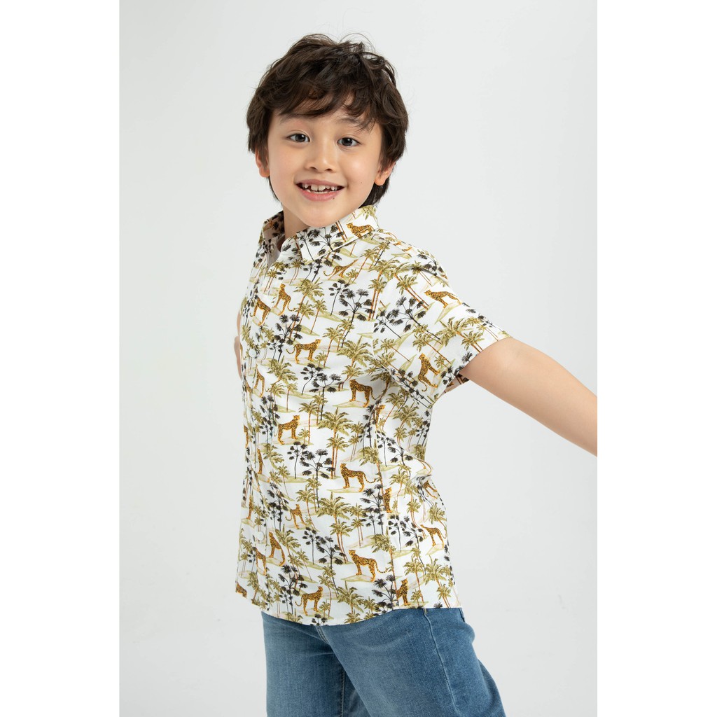 Áo sơ mi ngắn tay họa tiết bé trai IVY moda MS 16K1209