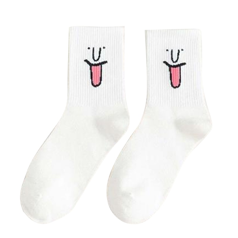 Vớ Cotton Màu Trơn In Họa Tiết Hoạt Hình Vui Nhộn Phong Cách Harajuku Hip Hop Hàn Quốc Cho Nam Và Nữ