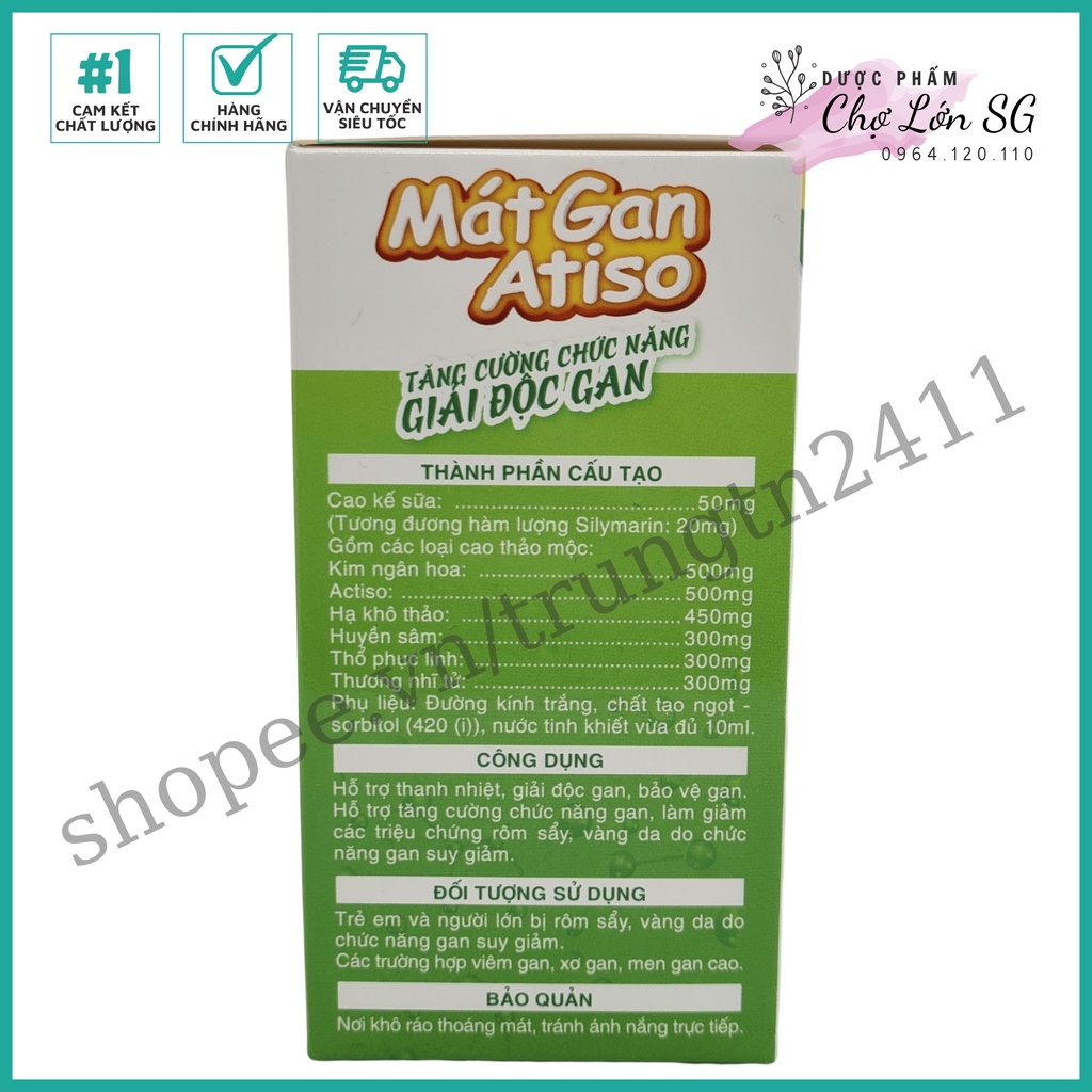 [CHÍNH HÃNG] Viên uống tăng cường chức năng gan Mát Gan Atiso 500mg – hộp 20 ống 10ml