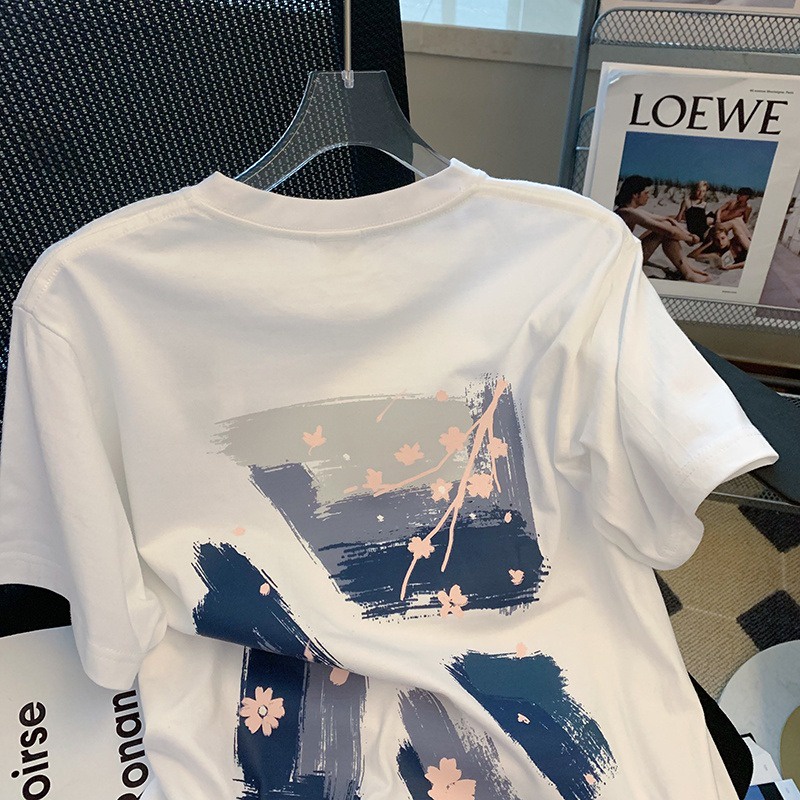 Áo thun PEWARN ngắn tay dáng rộng thiết kế phong cách Hàn Quốc thời trang mùa hè dành cho nam và nữ