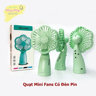 Quạt Pin Mini Fans Có Đèn Pin Hình Bông Hoa (Để Bàn Hoặc Cầm Tay)