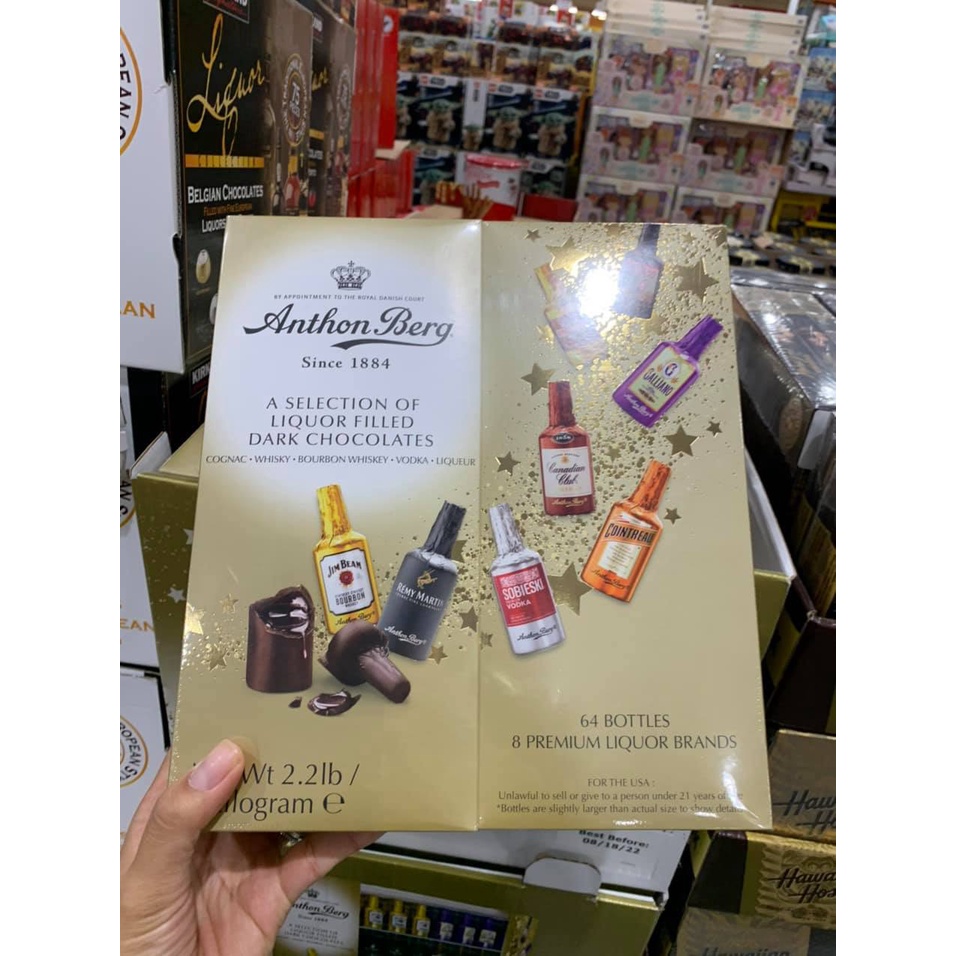 Socola nhân rượu Anthon Berg Chocolate hộp 64 chai date 2022