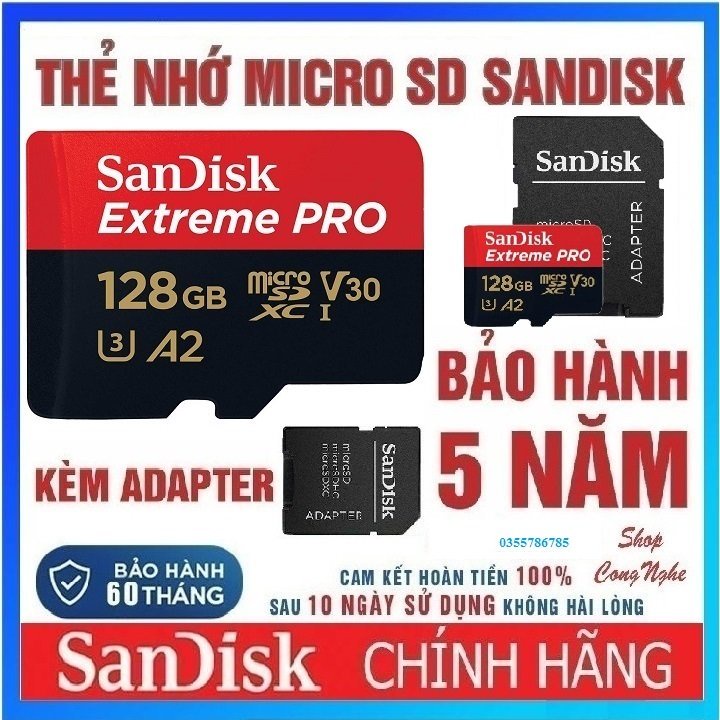 Thẻ nhớ MicroSD Sandisk 128GB 64GB 32GB Extreme Pro upto 170MB/s