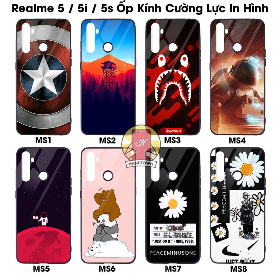 Ốp Lưng Realme 5 / Realme 5i / Realme 5s Mặt Kính Cường Lực In Hình Phần A