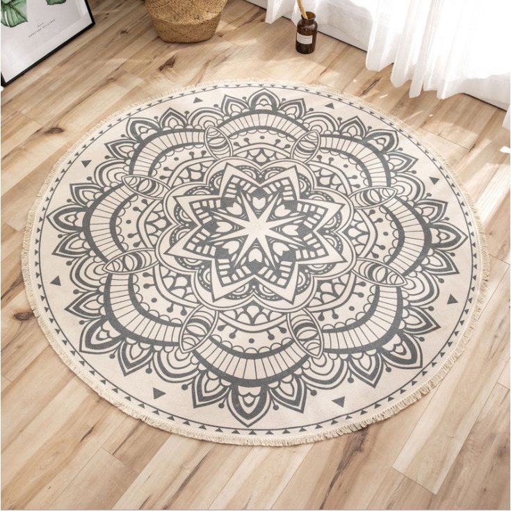 Thảm tròn trải sàn vintage Thảm chùi chân scandinavian - TT 1