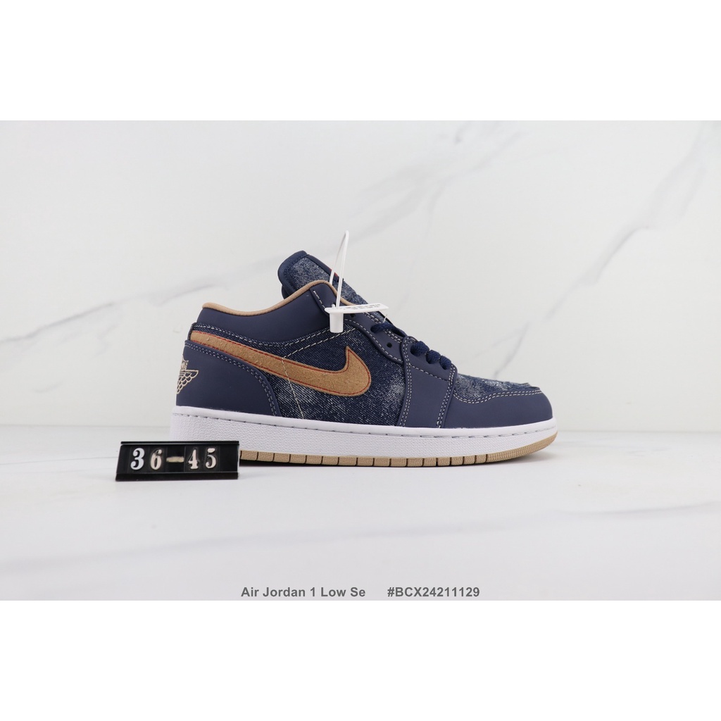 Giày thể thao cổ thấp chất liệu denim của Air Jordan 1 Low Se AJ1 size 36-45