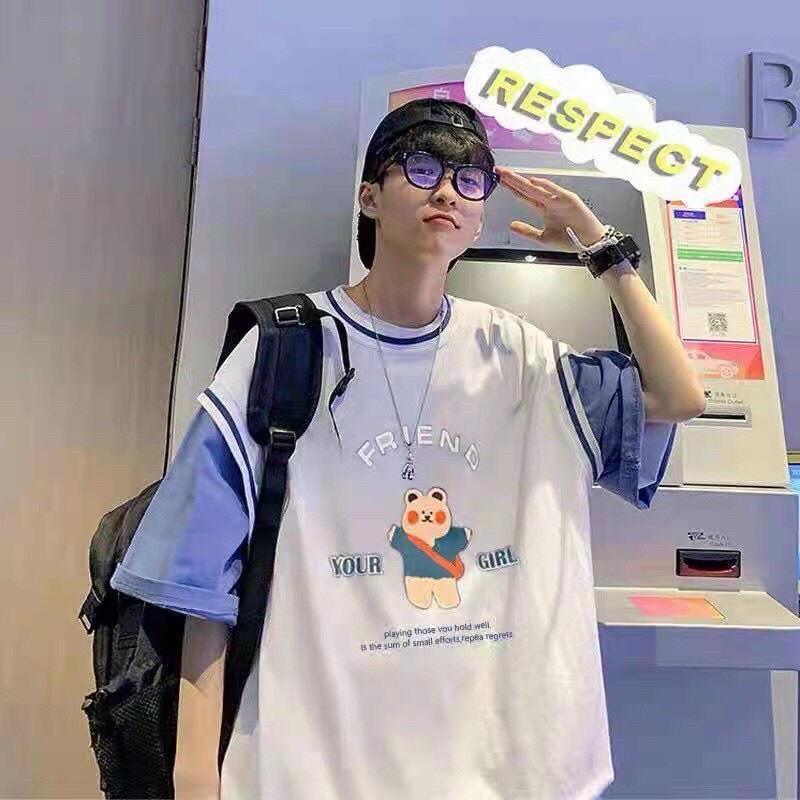 Áo thun tay lỡ Unisex form rộng Bóng rổ phối tay BEAR FRIEND Freesize dành cho nam nữ Molly Fashion