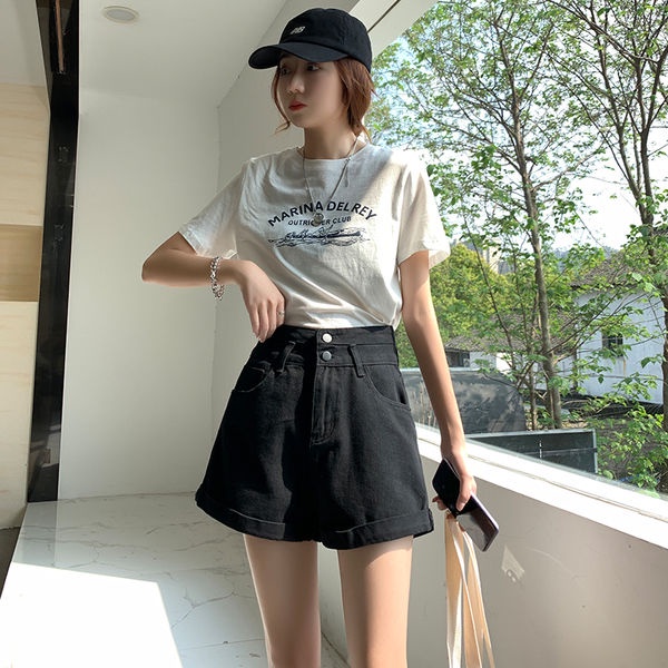 Quần Short Denim Mỏng Ống Rộng Lưng Cao Thời Trang Mùa Hè 2022