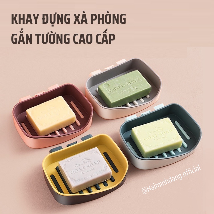 Khay đựng xà phòng gắn tường, khay đựng xà bông 2 lớp cao cấp nhỏ gọn tiện lợi