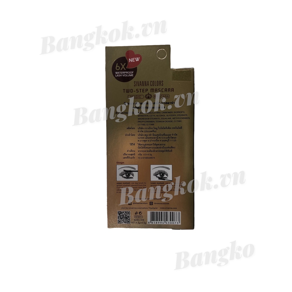 Chuốt Mi 2 Đầu Sivanna Two-Step Mascara Làm Dày Và Dài Mi HF891