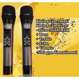 [loại 1] Micro không dây MTK chuyên karaoke gia đình, micro oto, thu âm livestream, tùy chỉnh Bass,Treble trên thân mic