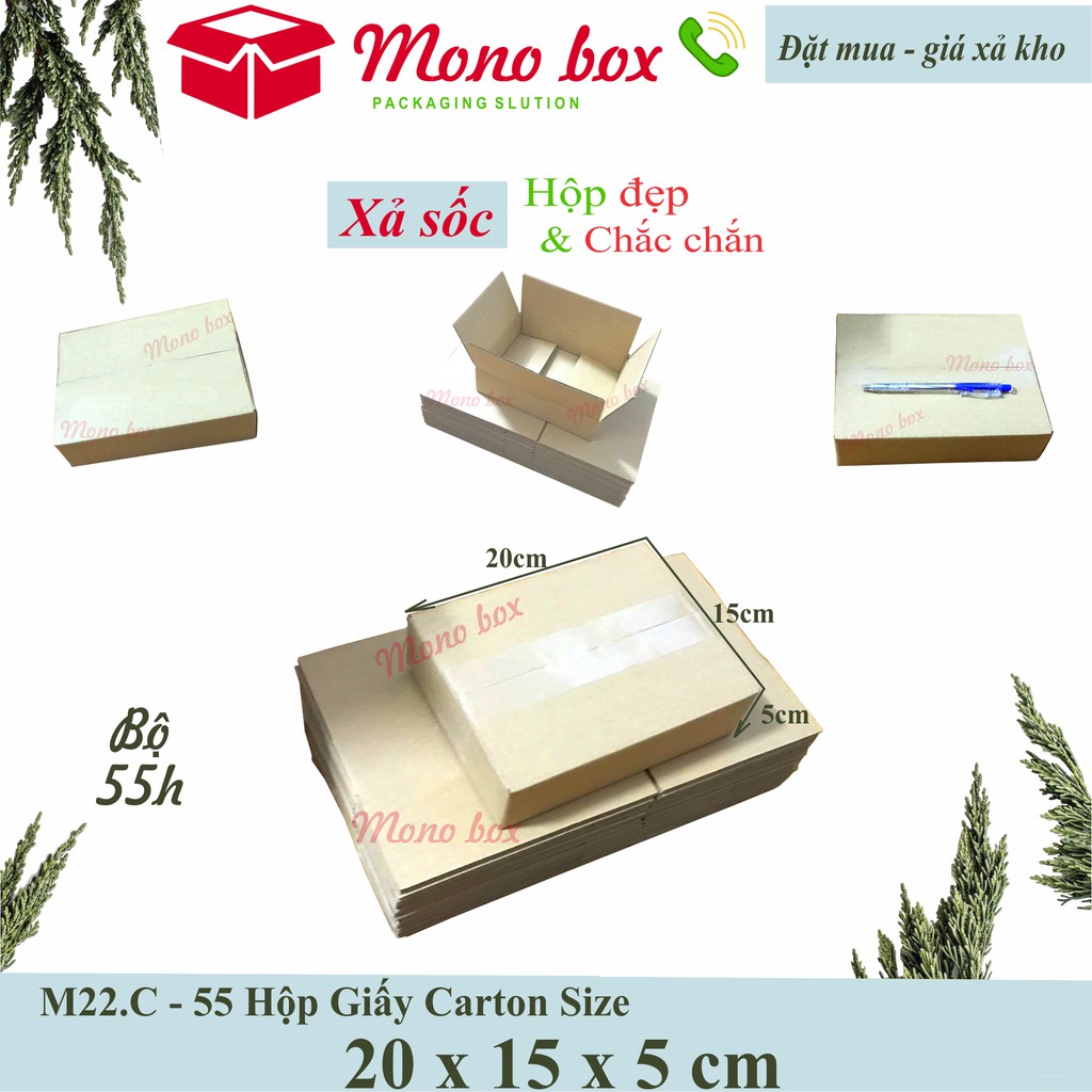 Bộ 55 thùng giấy carton 20x15x5