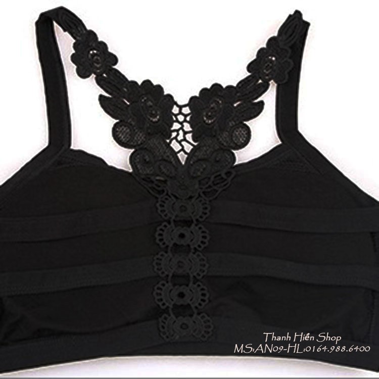 Áo Bra dây chữ T hoa dây AN009-đen sexy đi biển đi tập hàng QC | BigBuy360 - bigbuy360.vn