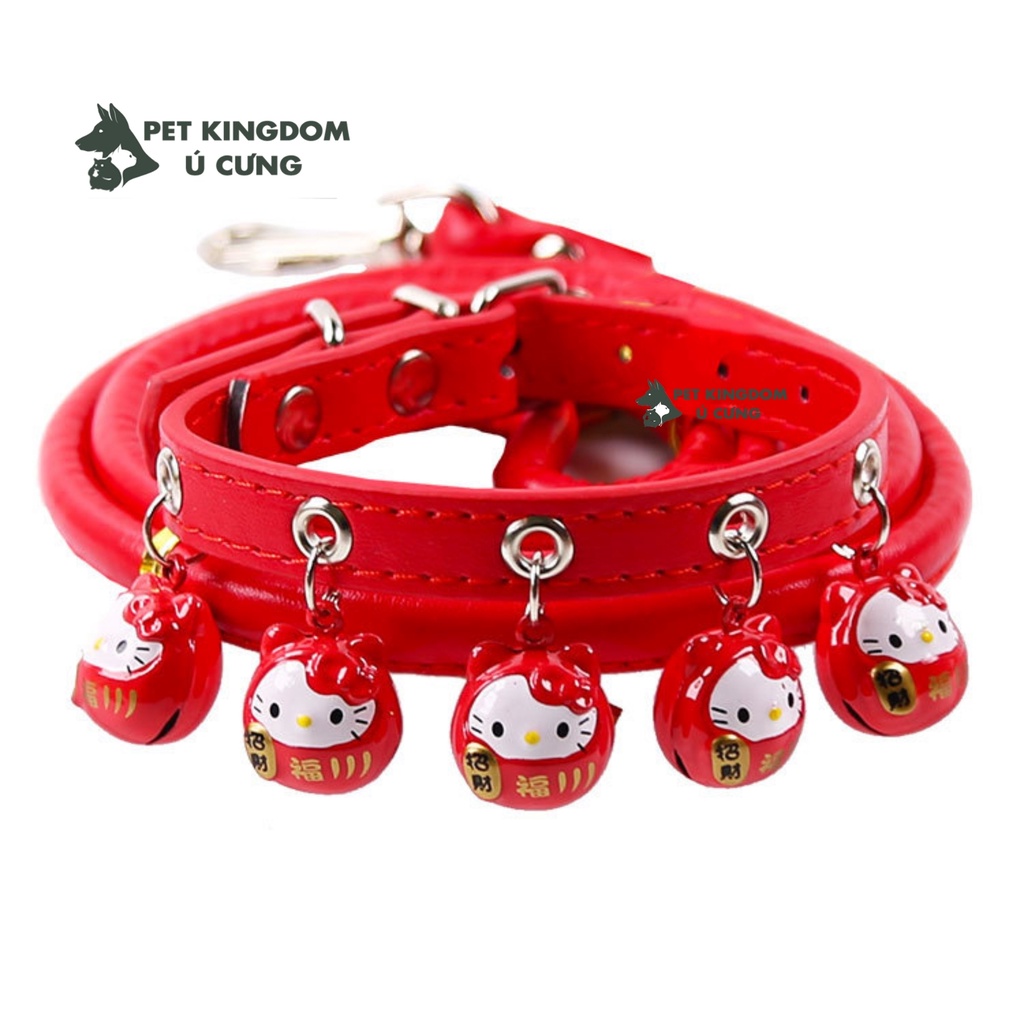 Vòng Cổ Chó Mèo 5 Chuông Kèm Dây Dắt