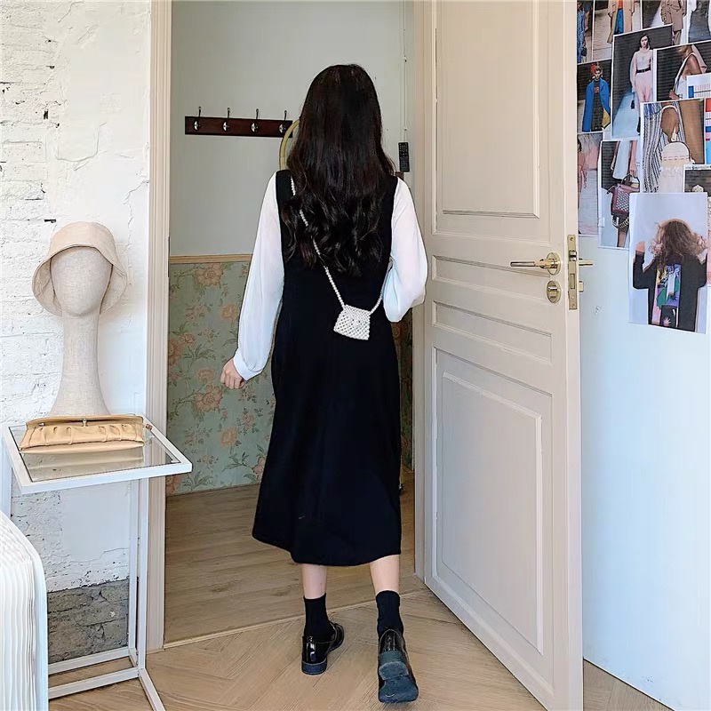 Đầm tay dài phối nút thờI trang Hàn Quốc dành cho nữ
