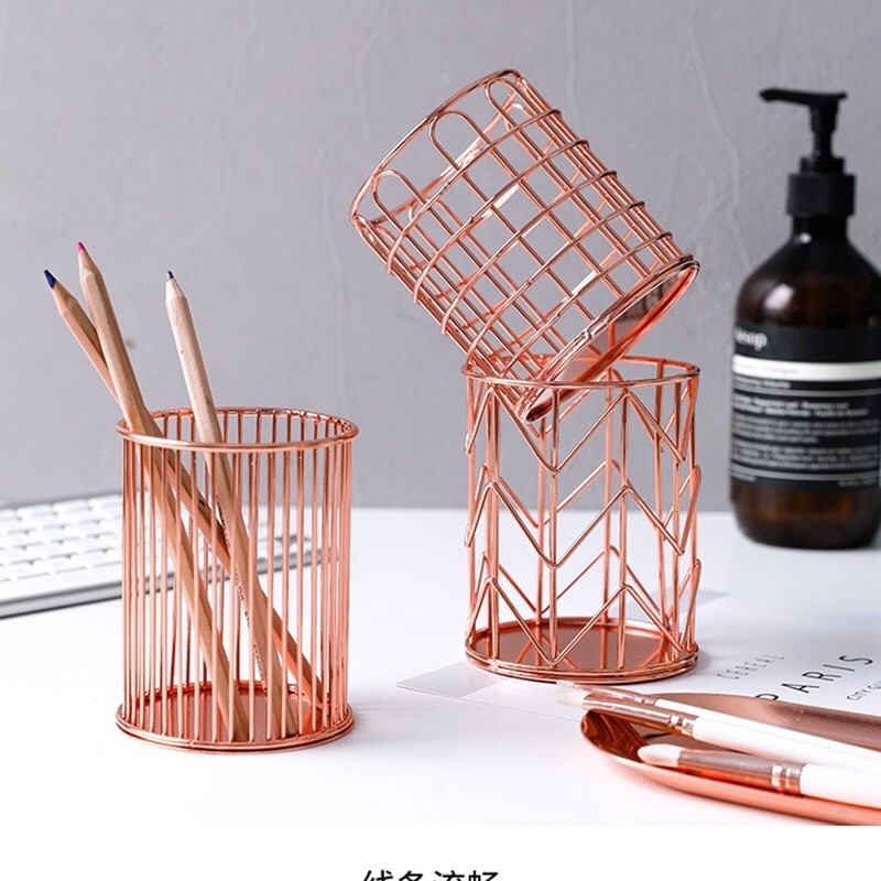 Ống cắm bút rose gold decor nhiều mẫu
