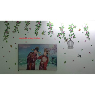 decal dán tường lá xanh