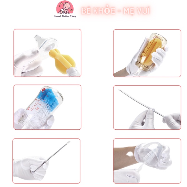 Bộ Cọ Rửa Bình Sữa, Cọ Bình Sữa 6 Chi Tiết Xoay 360 Độ Siêu Tiện Lợi Misuta