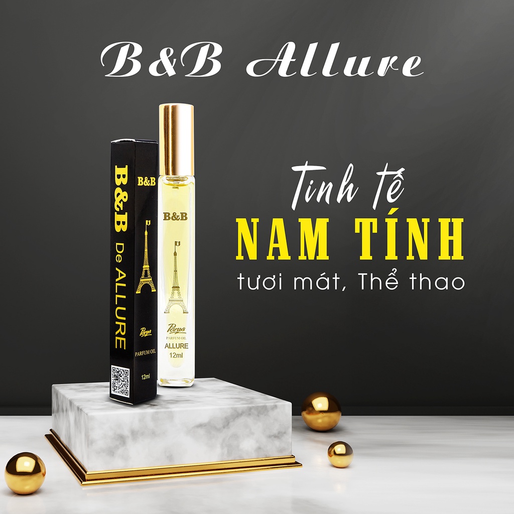 Tinh dầu nước hoa nam B&amp;B de Allure EDP 12 ml lưu hương lâu lịch lãm phong cách Pháp