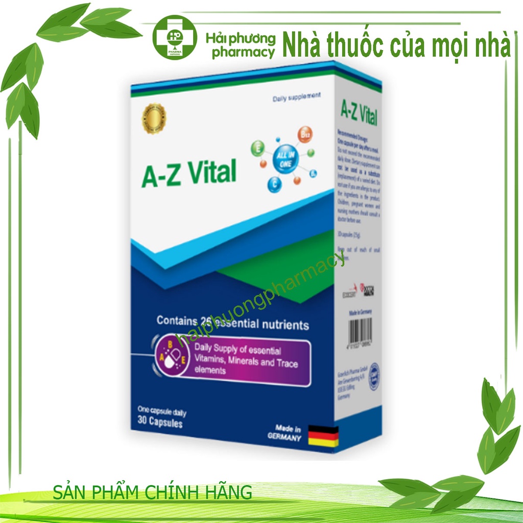 Viên bổ tổng hợp A-Z Vital capsules hộp 30 viên giúp tăng cường sức đề kháng và hệ miễn dịch của cơ thể