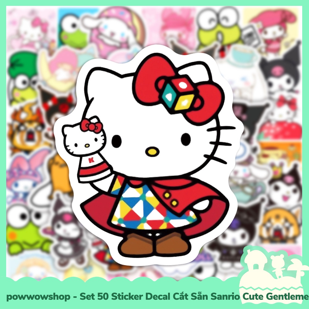 [Sẵn VN - Hỏa Tốc] Set 50 Sticker Mini Decal Dán Trang Trí Vật Dụng Mẫu Sanrio Family Cute Gentlement