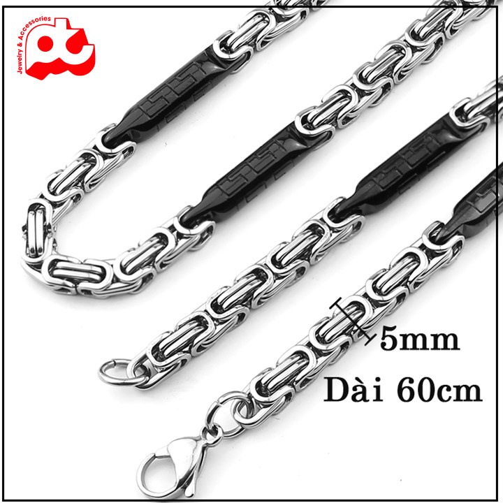 Dây chuyền nam titan cao cấp thời trang rẻ đẹp inox thép không gỉ kiểu zizac trangsucpt kích cỡ 5mm PTDCNA187