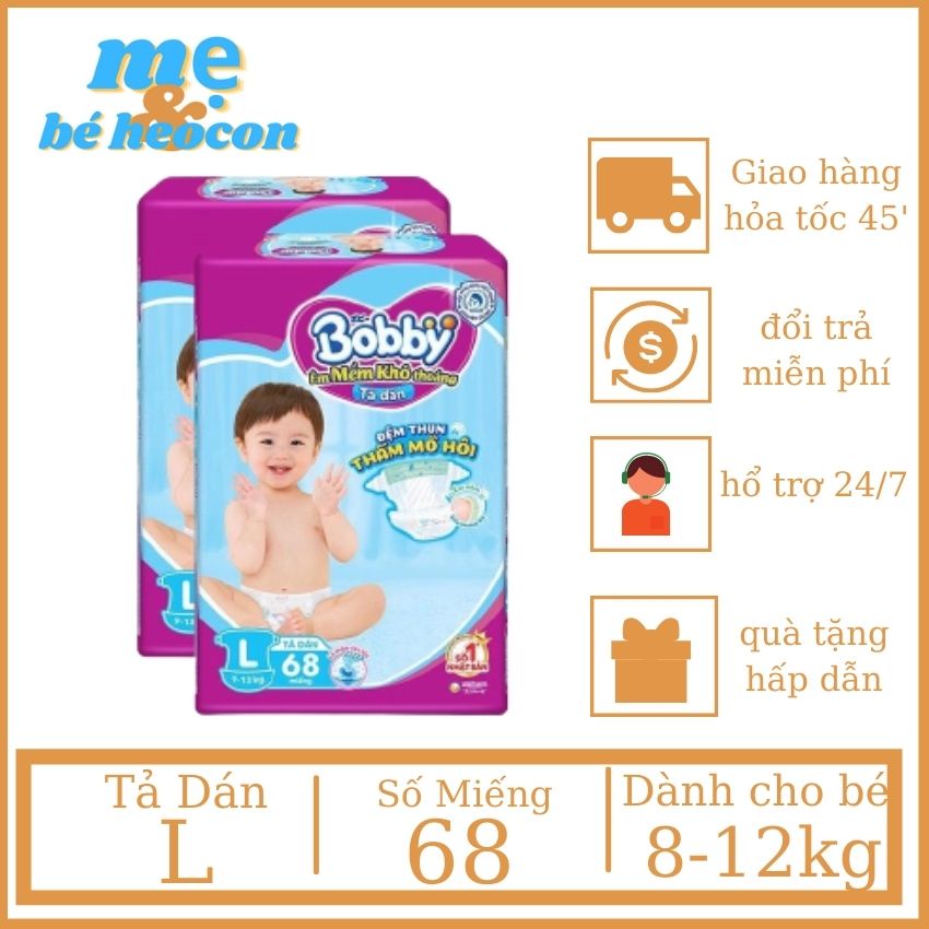 [ Hàng Chính Hãng ] Tả Dán Bobby Siêu Thấm L68 Miếng + Mevabeheocon123