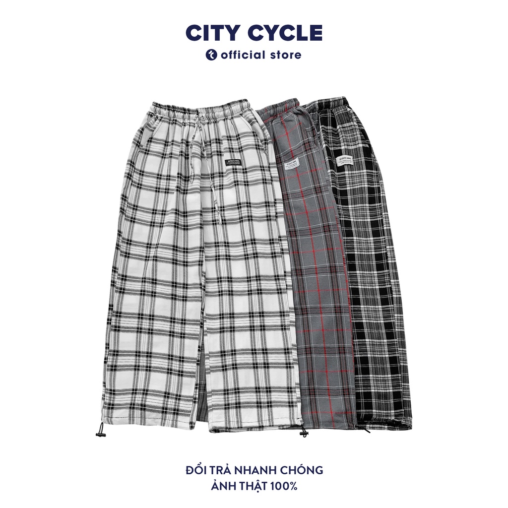 Quần kẻ caro ống rộng City Cycle - Quần dài nam nữ Unisex dáng suông Local Brand.