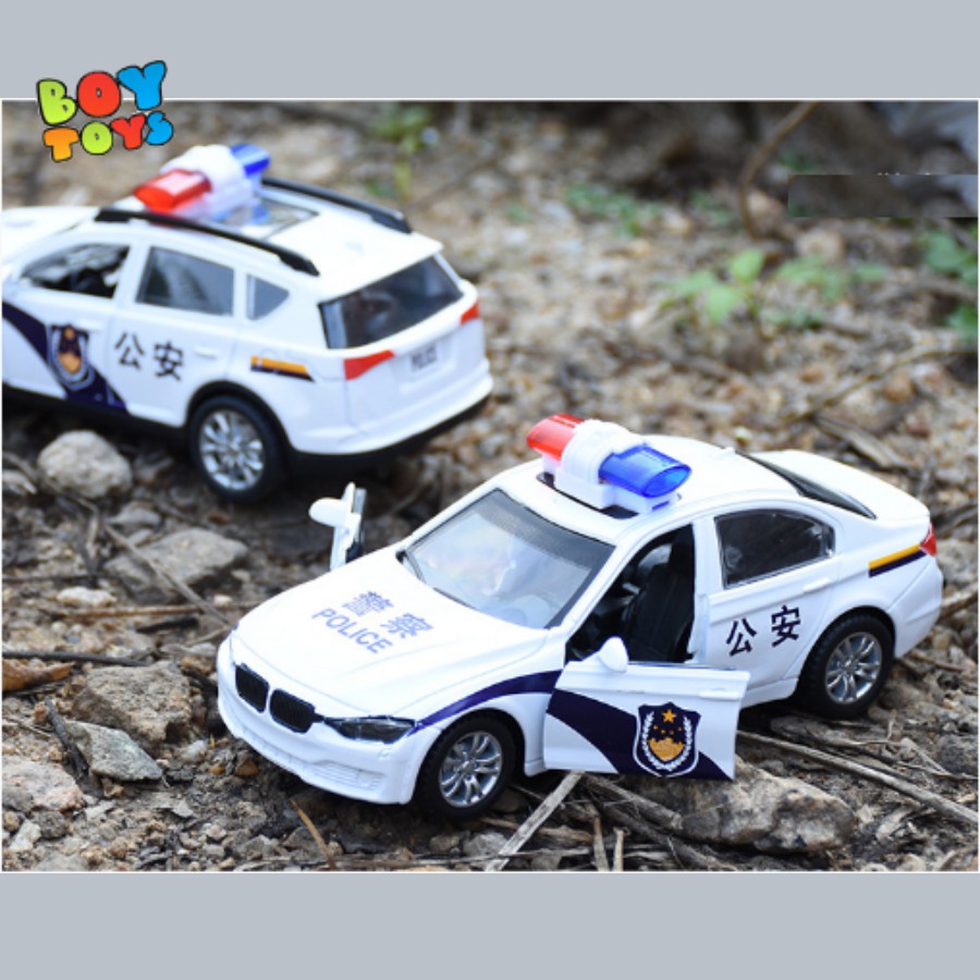 Bộ đồ chơi mô hình xe cảnh sát hợp kim 1:32 có nhạc và đèn cho bé thỏa sức vui chơi