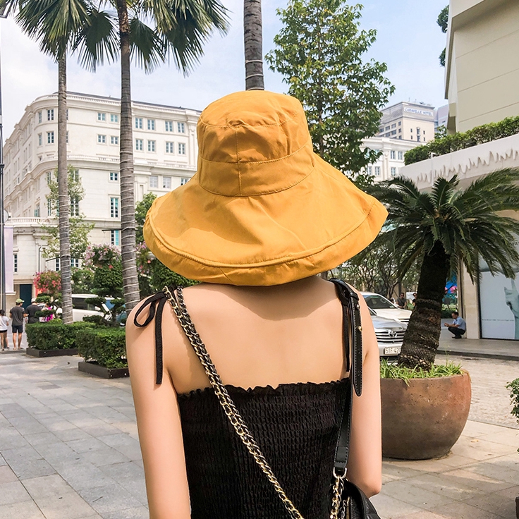 Mũ rộng vành bằng vải mềm chống nắng thời trang cho nữ