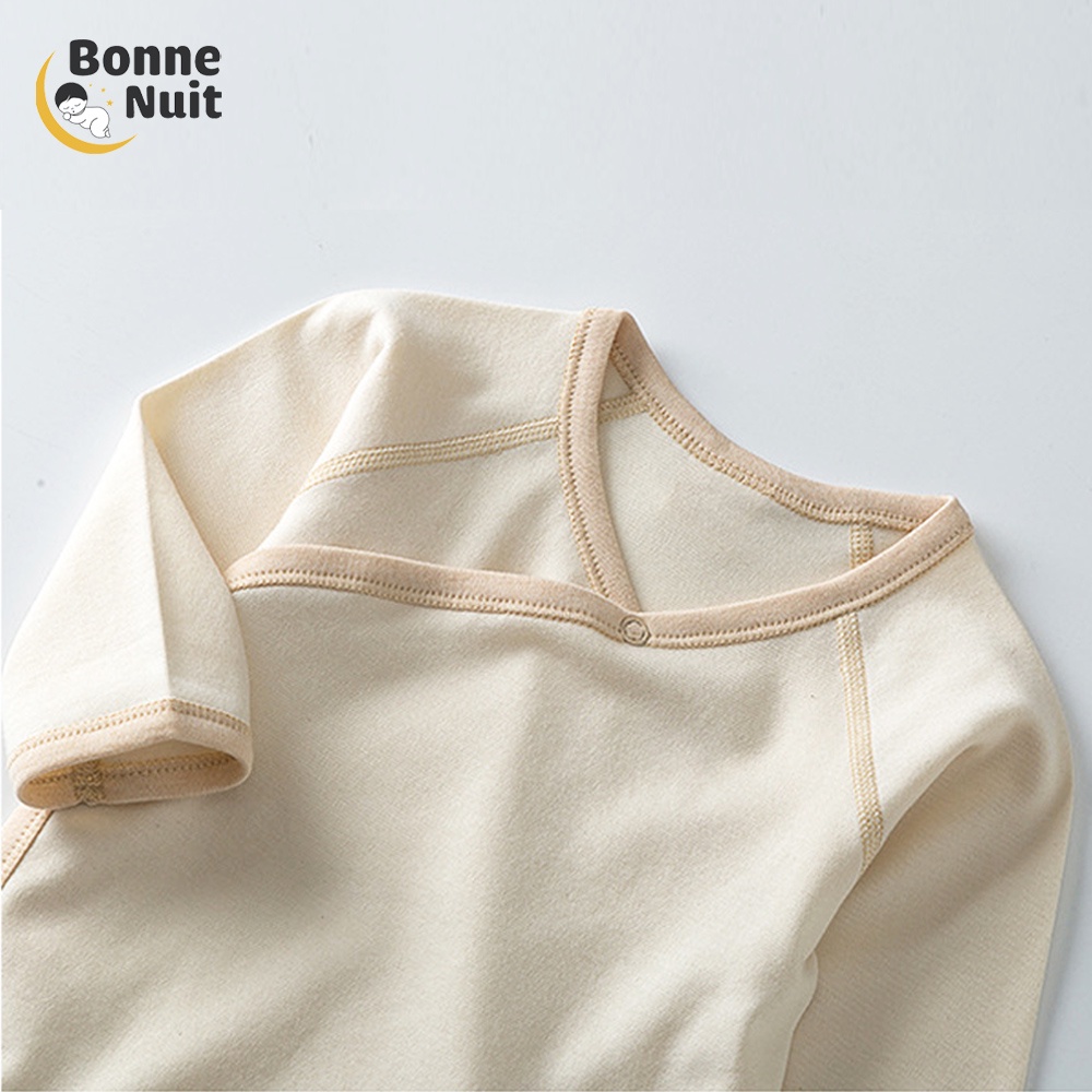 Bodysuit dài tay 100% sợi Cotton hữu cơ tự nhiên cho bé trai &amp; gái