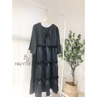 Váy công sở nữ, đầm nữ dáng suông cổ trụ tay bồng đầm xòe babydon tầng cực xinh