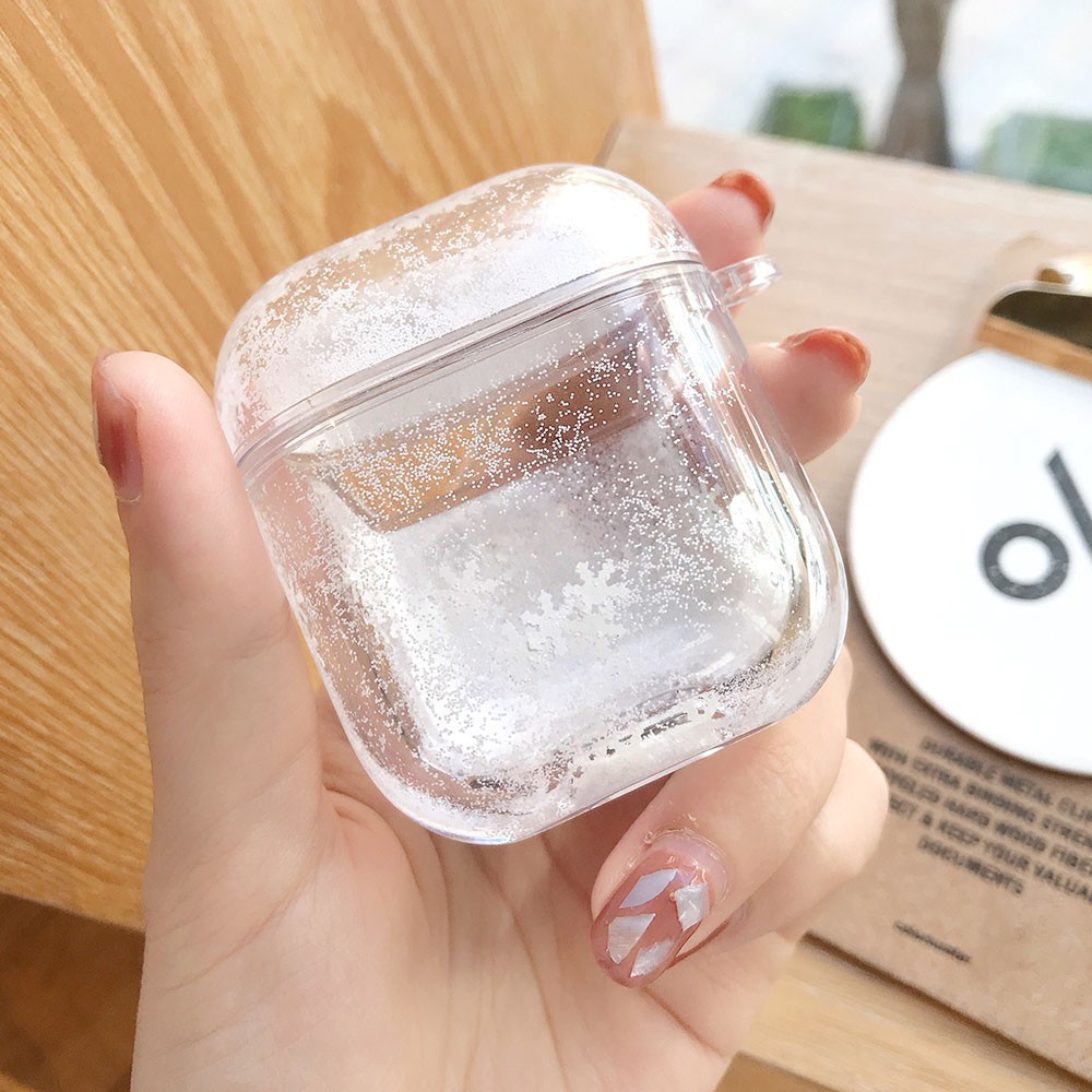Ốp bảo vệ hộp sạc tai nghe dạng cát lỏng lấp lánh cho Apple Airpods 2 1 Pro
