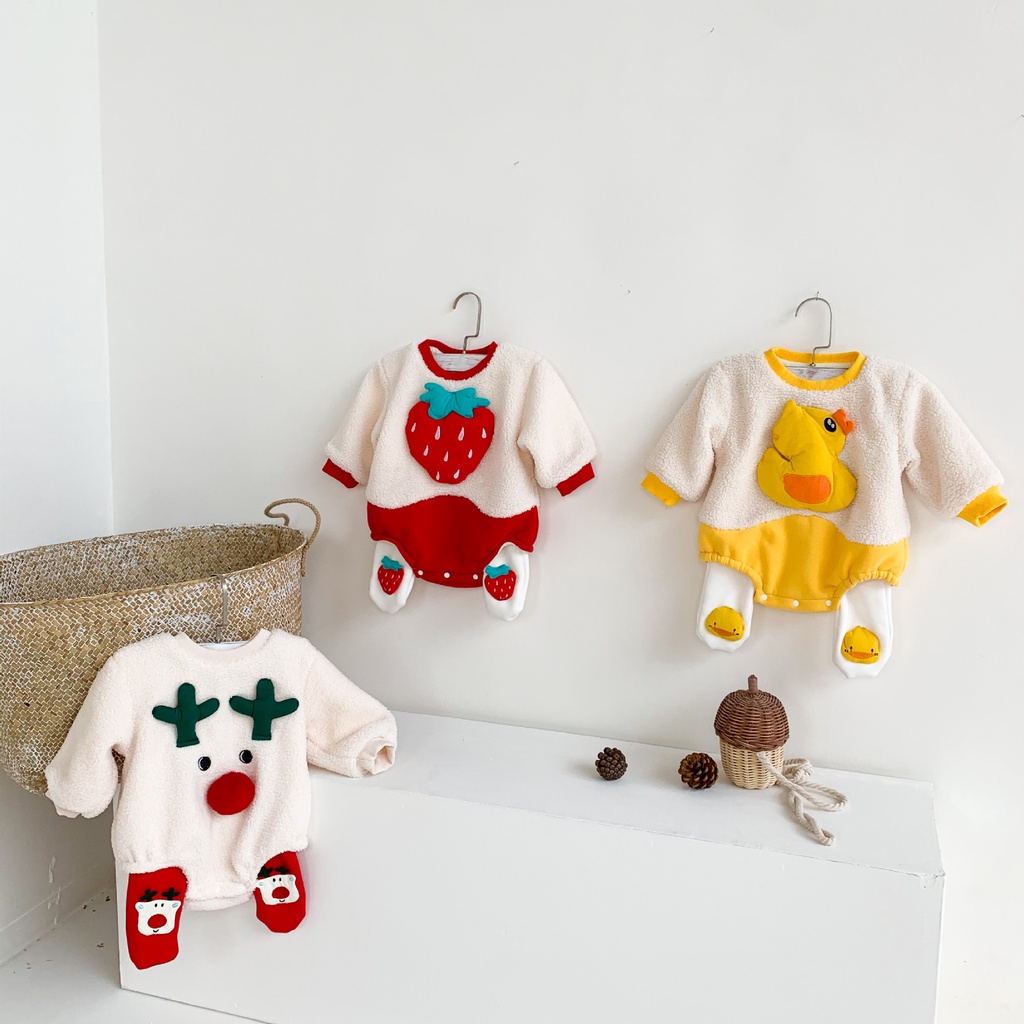 Baby Winter Clothes Newborn Cartoon Christmas Long Sleeve Warm Romper