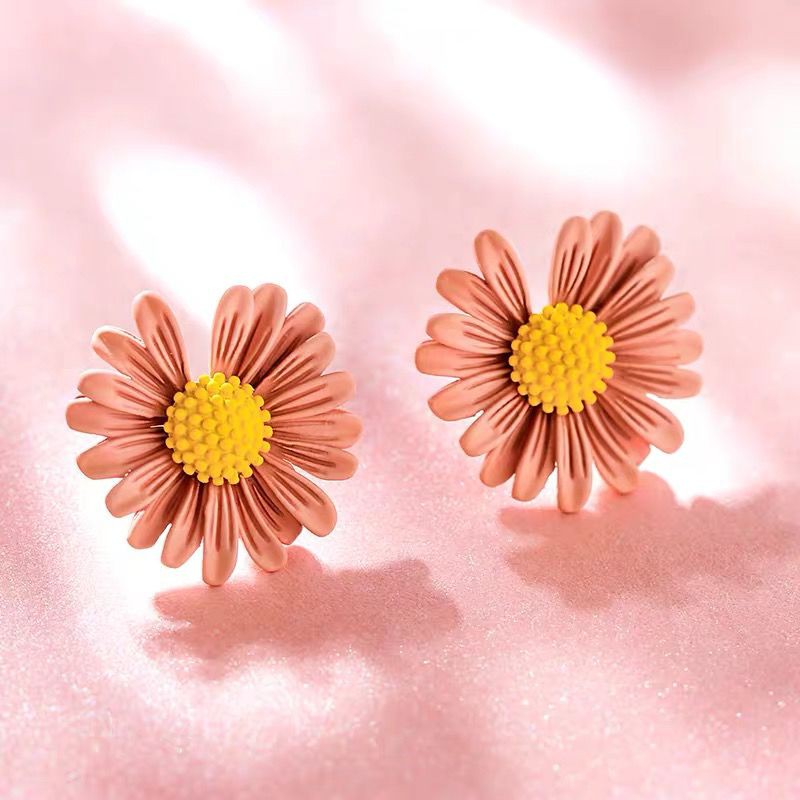 Khuyên tai kim loại hình tròn đính hoa thời trang cho nữ phong cách gd peaceminusone bigbang