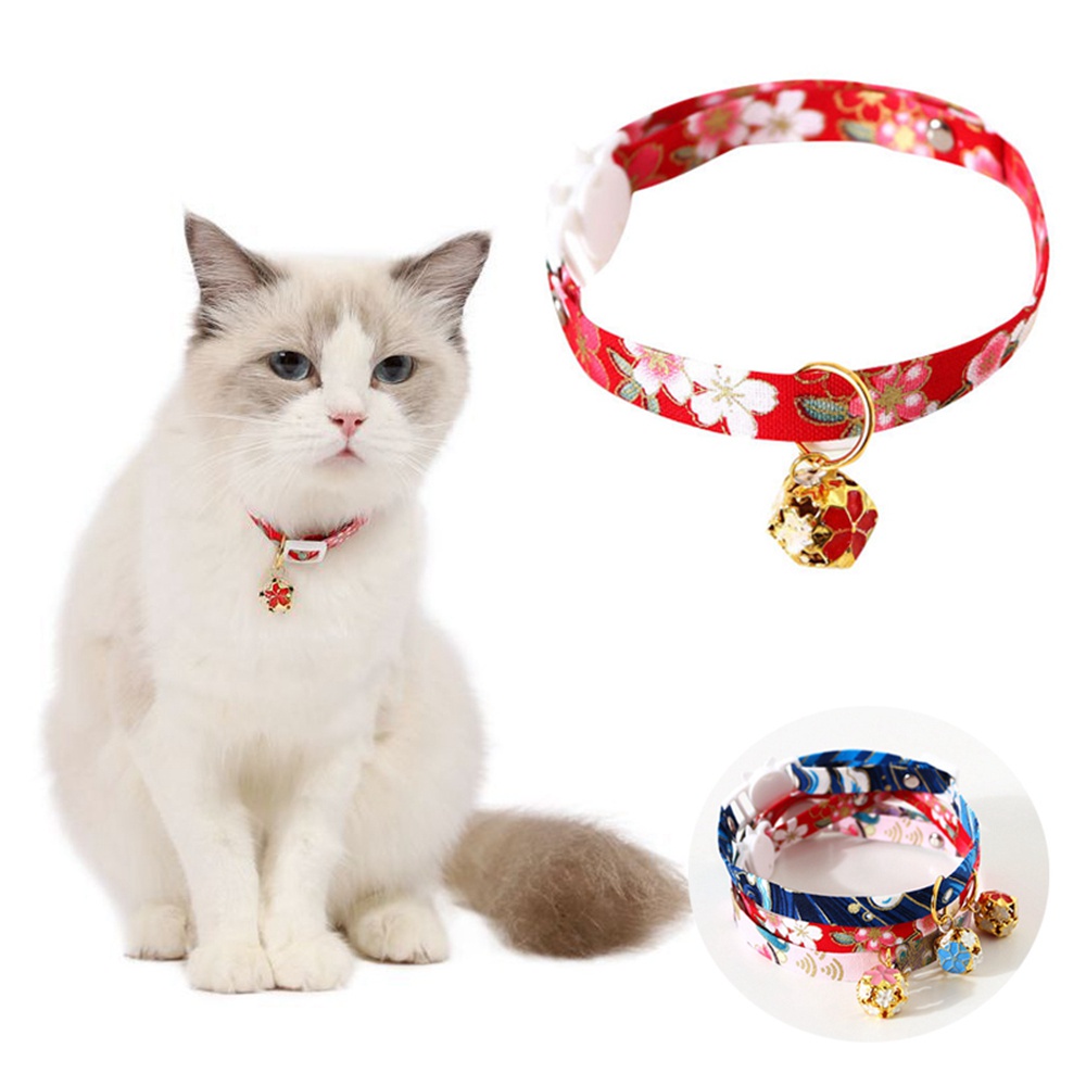Vòng Cổ Kimono In Hoa Dễ Thương An Toàn Có Thể Điều Chỉnh Cho Thú Cưng