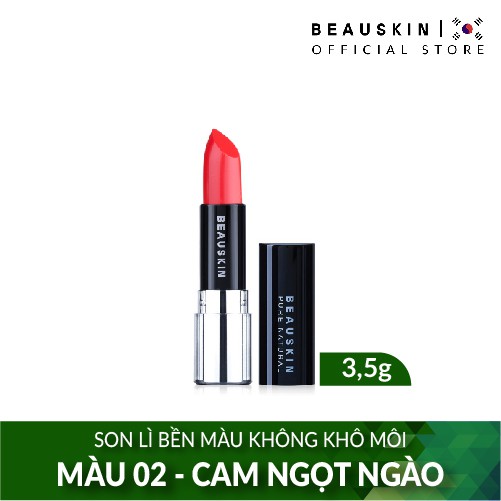 Son lì bên màu, lâu trôi và không gây khô môi Beauskin Luxury Darling Matte #02 - Cam ngọt ngào - Hàn Quốc Chính Hãng