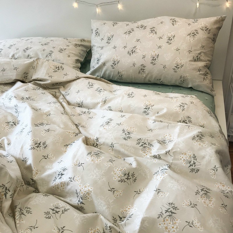 Chăn Ga Gối Cotton Living 💝 FREESHIP 💝 Bộ Chăn Ga Cotton 100% "Cúc Be Nhí" nhập khẩu 4 món